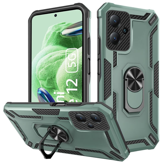 For Redmi Redmi Note 12 5G Global/Poco X5 Warship Armor 2 in 1 Shockproof Phone Case(Dark Green) - Note 12 Cases by buy2fix | Online Shopping UK | buy2fix