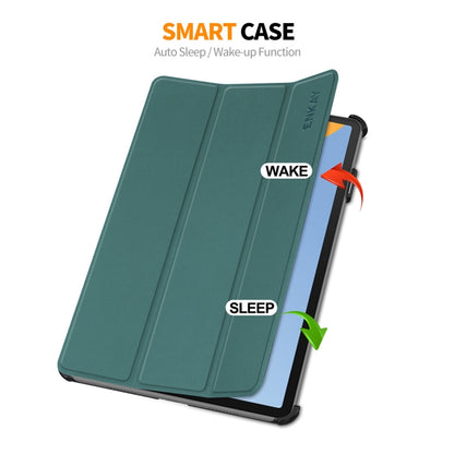 For Huawei MatePad 11 2023 ENKAY Tri-fold Custer Texture Leather Stand Smart Case(Dark Green) - Huawei by ENKAY | Online Shopping UK | buy2fix