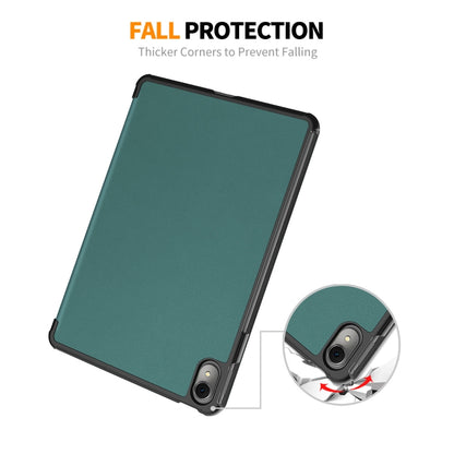 For Huawei MatePad 11 2023 ENKAY Tri-fold Custer Texture Leather Stand Smart Case(Dark Green) - Huawei by ENKAY | Online Shopping UK | buy2fix