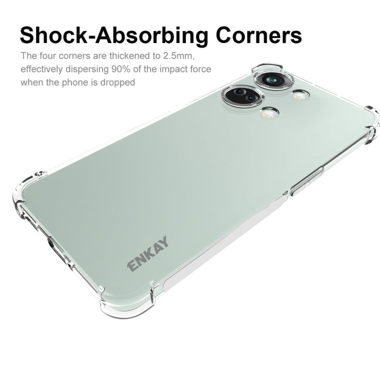 For OnePlus Ace 2V 5G ENKAY Hat-Prince Transparent TPU Shockproof Phone Case with Glass Film - OnePlus Cases by ENKAY | Online Shopping UK | buy2fix