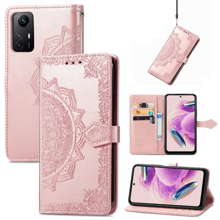 For Xiaomi Redmi Note 12S Mandala Flower Embossed Leather Phone Case(Rose Gold) - Xiaomi Cases by buy2fix | Online Shopping UK | buy2fix