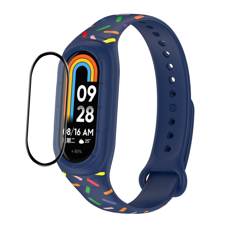 For Xiaomi Mi Band 8 ENKAY Hat-Prince Full Coverage Screen Protector + Adjsutable Silicone Sport Loop Strap Watchband(Blue) - Watch Bands by ENKAY | Online Shopping UK | buy2fix