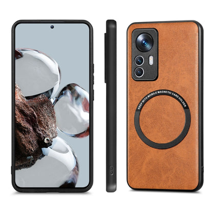 For Xiaomi 12T Solid Color Leather Skin Back Cover Phone Case(Brown) - Xiaomi Cases by buy2fix | Online Shopping UK | buy2fix