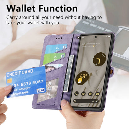 For Google Pixel 7 Pro Geometric Zipper Wallet Side Buckle Leather Phone Case(Purple) - Google Cases by buy2fix | Online Shopping UK | buy2fix