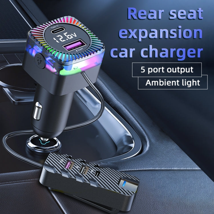 YQ3 66W Super Fast Charging 5 Port Rear Seat Extended Car Charger - Car Charger by buy2fix | Online Shopping UK | buy2fix