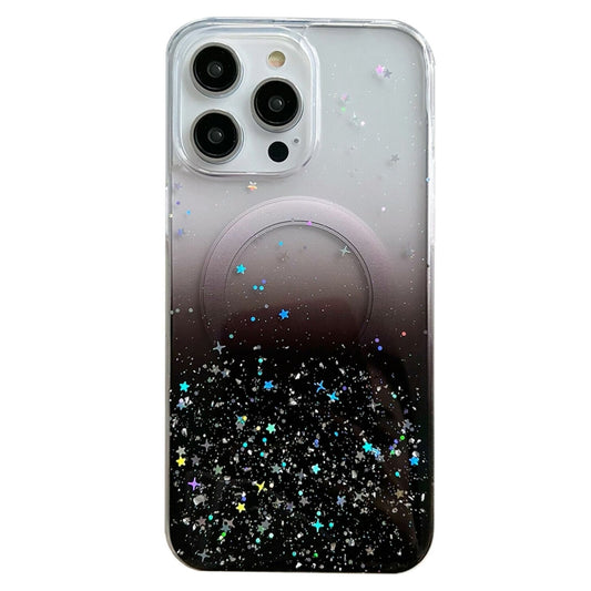 For iPhone 15 Pro Max MagSafe Glitter Hybrid Clear TPU Phone Case(Black) - iPhone 15 Pro Max Cases by buy2fix | Online Shopping UK | buy2fix