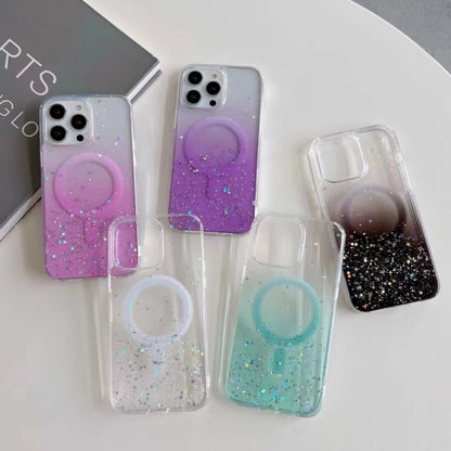 For iPhone 14 Pro MagSafe Glitter Hybrid Clear TPU Phone Case(Purple) - iPhone 14 Pro Cases by buy2fix | Online Shopping UK | buy2fix