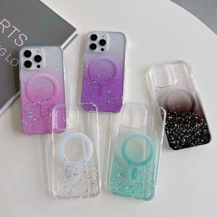 For iPhone 15 MagSafe Glitter Hybrid Clear TPU Phone Case(Green) - iPhone 15 Cases by buy2fix | Online Shopping UK | buy2fix