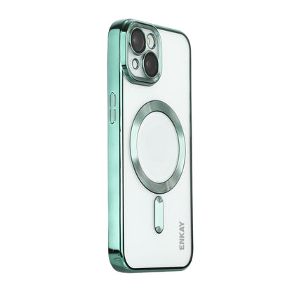 For iPhone 15 ENKAY Hat-Prince Magsafe Electroplated TPU Clear Shockproof Phone Case(Green) - iPhone 15 Cases by ENKAY | Online Shopping UK | buy2fix