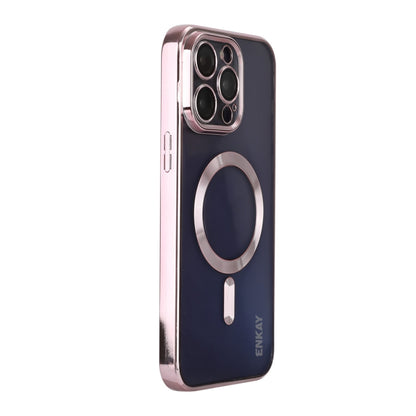 For iPhone 15 Pro Max ENKAY Hat-Prince Magsafe Electroplated TPU Clear Shockproof Phone Case(Pink) - iPhone 15 Pro Max Cases by ENKAY | Online Shopping UK | buy2fix