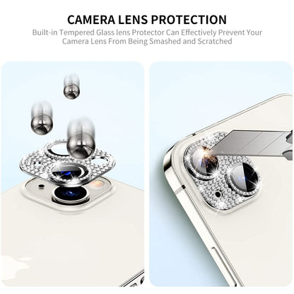 For iPhone 15 / 15 Plus ENKAY Hat-Prince Blink Diamond Camera Lens Aluminium Alloy + Tempered Glass Full Coverage Protector(LIght Purple) - iPhone 15 Tempered Glass by ENKAY | Online Shopping UK | buy2fix