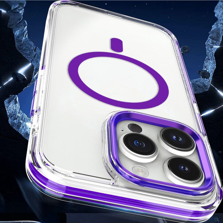 For iPhone 13 Pro Max Dual-color MagSafe TPU Hybrid Clear PC Shockproof Phone Case(Purple) - iPhone 13 Pro Max Cases by buy2fix | Online Shopping UK | buy2fix