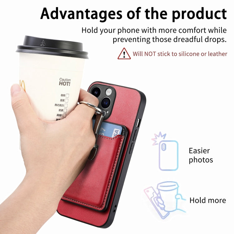 For iPhone 15 Pro Max Skin Feel Ring Holder Wallet Magnetic Phone Case(Red) - iPhone 15 Pro Max Cases by buy2fix | Online Shopping UK | buy2fix