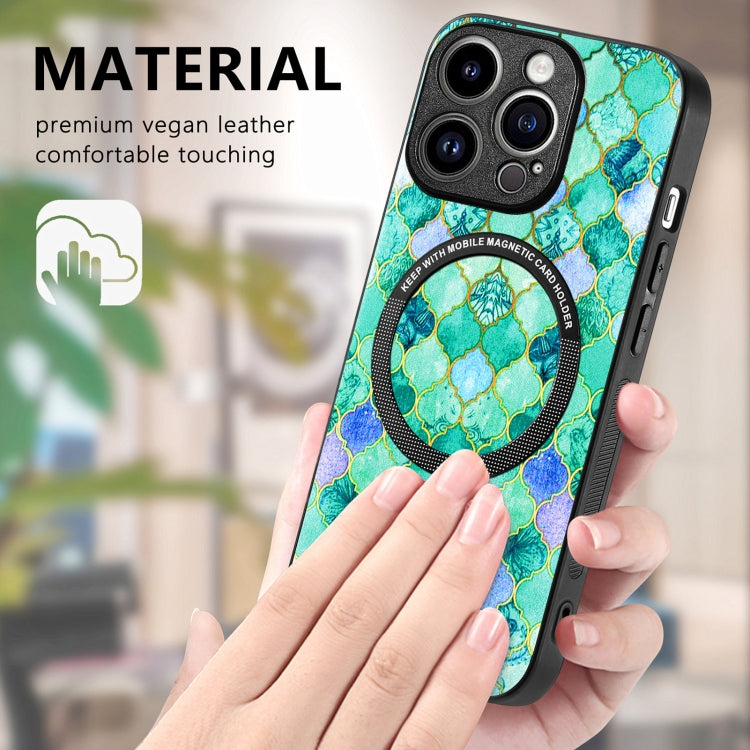 For iPhone 15 Pro Max Colored Drawing Leather Back Phone Case(Emerald) - iPhone 15 Pro Max Cases by buy2fix | Online Shopping UK | buy2fix