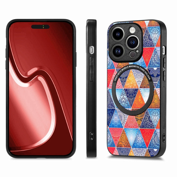 For iPhone 15 Pro Max Colored Drawing Leather Back Phone Case(Rhombus Mandala) - iPhone 15 Pro Max Cases by buy2fix | Online Shopping UK | buy2fix