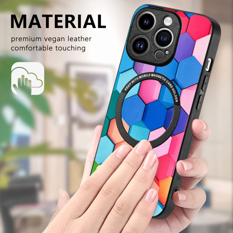 For iPhone 15 Pro Max Colored Drawing Leather Back Phone Case(Colorful Cube) - iPhone 15 Pro Max Cases by buy2fix | Online Shopping UK | buy2fix