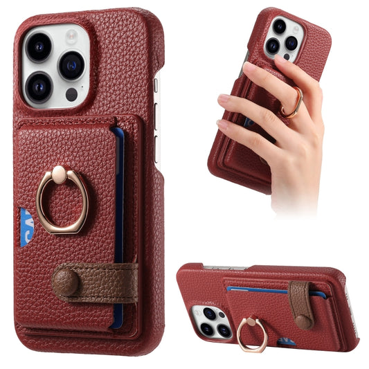 For iPhone 15 Pro Max Litchi Leather Oil Edge Ring Card Back Phone Case(Red) - iPhone 15 Pro Max Cases by buy2fix | Online Shopping UK | buy2fix