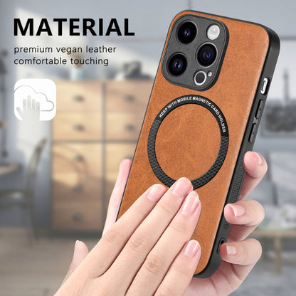 For iPhone 15 Pro Max Solid Color Leather Skin Back Phone Case(Brown) - iPhone 15 Pro Max Cases by buy2fix | Online Shopping UK | buy2fix