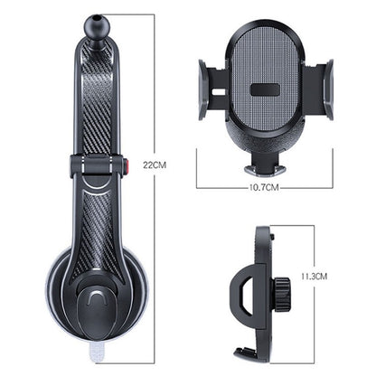 ES33 Car Mobile Phone Holder Bracket Carbon Fiber 360 Degree Rotation Suction Cup Mount(Black) - Car Holders by buy2fix | Online Shopping UK | buy2fix