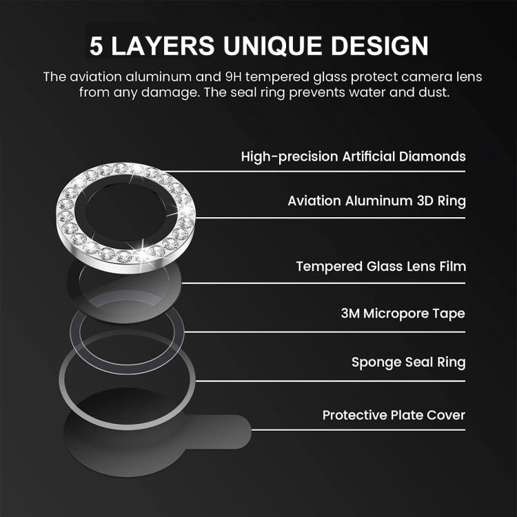 For iPhone 14 Pro / 14 Pro Max ENKAY AR Anti-reflection Individual Diamond Ring Camera Lens Glass Full Film(Black) - iPhone 14 Pro Tempered Glass by ENKAY | Online Shopping UK | buy2fix