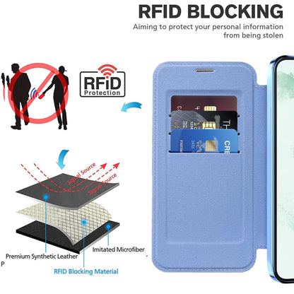 For Samsung Galaxy S22 5G MagSafe Magnetic RFID Anti-theft Leather Phone Case(Blue) - Galaxy S22+ 5G Cases by buy2fix | Online Shopping UK | buy2fix
