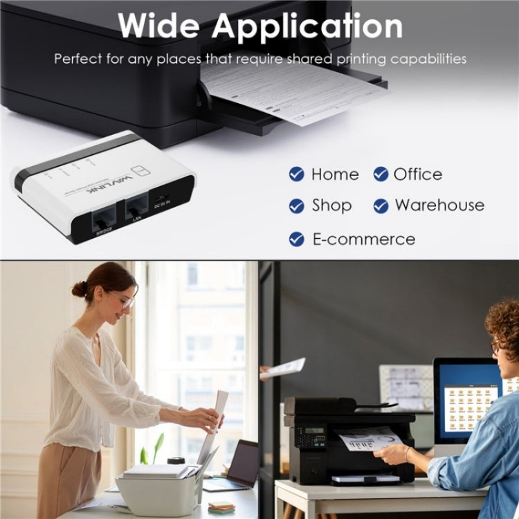 WAVLINK NU516U1 USB2.0 Wireless Printer Server With 10 / 100Mbps LAN / Bridge WiFi(UK Plug) - Printer Accessories by WAVLINK | Online Shopping UK | buy2fix