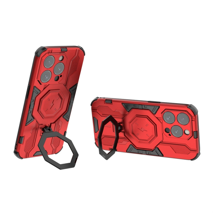 For iPhone 15 Pro MagSafe Supersonic Armor Holder PC Hybrid TPU Phone Case(Red) - iPhone 15 Pro Cases by buy2fix | Online Shopping UK | buy2fix