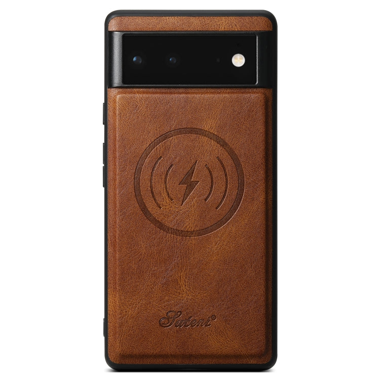 For Google Pixel 6 Suteni H15 Oil Eax Leather Detachable Wallet Back Phone Case(Brown) - Google Cases by Suteni | Online Shopping UK | buy2fix