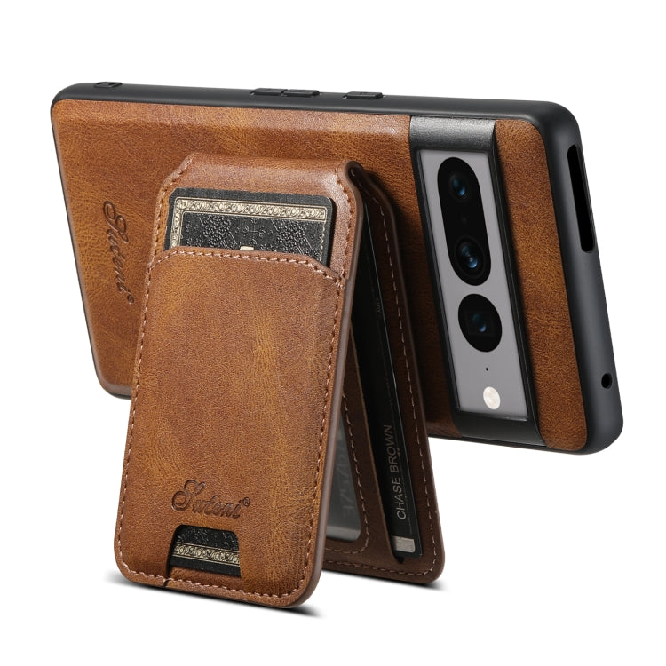 For Google Pixel 8a Suteni H15 Oil Eax Leather MagSafe Detachable Wallet Back Phone Case(Black) - Google Cases by Suteni | Online Shopping UK | buy2fix