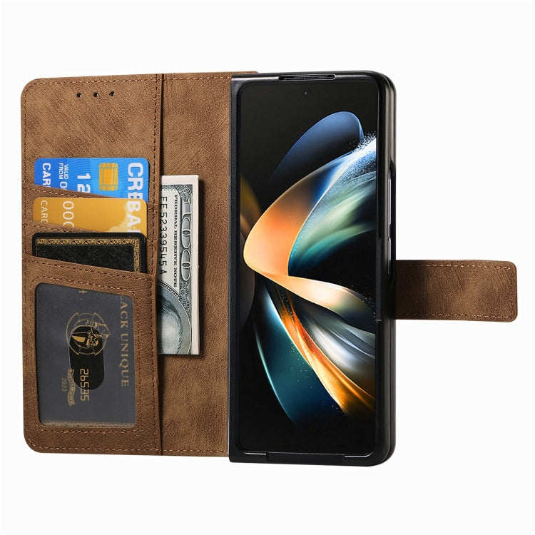 For Samsung Galaxy Z Fold4 Retro MagSafe Magnetic Zipper Wallet Leather Phone Case(Brown) - Galaxy Z Fold4 5G Cases by buy2fix | Online Shopping UK | buy2fix