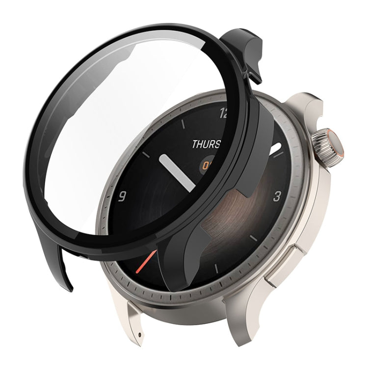 For Amazfit Balance A2286 ENKAY Hat-Prince Full Coverage Tempered Glass Film Integrated PC Watch Case(Black) - Watch Cases by ENKAY | Online Shopping UK | buy2fix