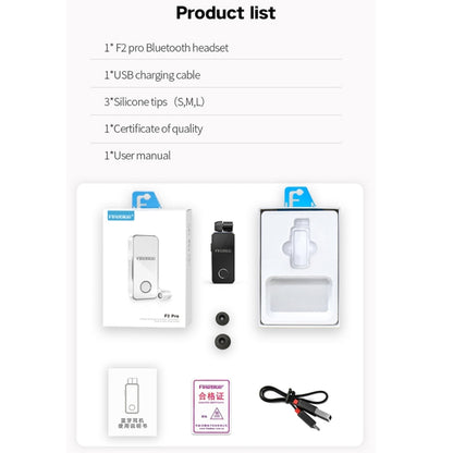 FineBlue F2 Pro Wireless Bluetooth V5.0 Earphone Hands-Free Vibrating Alert Wear Clip Earphone(Black) - Bluetooth Earphone by Fineblue | Online Shopping UK | buy2fix