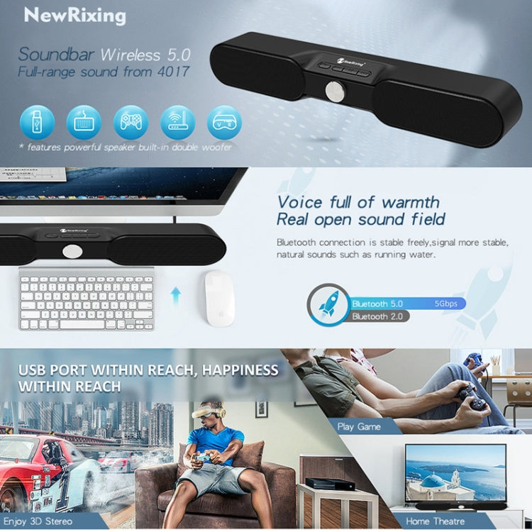 New Rixing NR4017 Portable 10W Stereo Surround Soundbar Bluetooth Speaker with Microphone(Red) - Desktop Speaker by NewRixing | Online Shopping UK | buy2fix