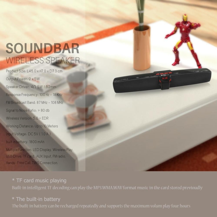 New Rixing NR7017 TWS Portable 10W Stereo Surround Soundbar Bluetooth Speaker with Microphone(Red) - Desktop Speaker by NewRixing | Online Shopping UK | buy2fix