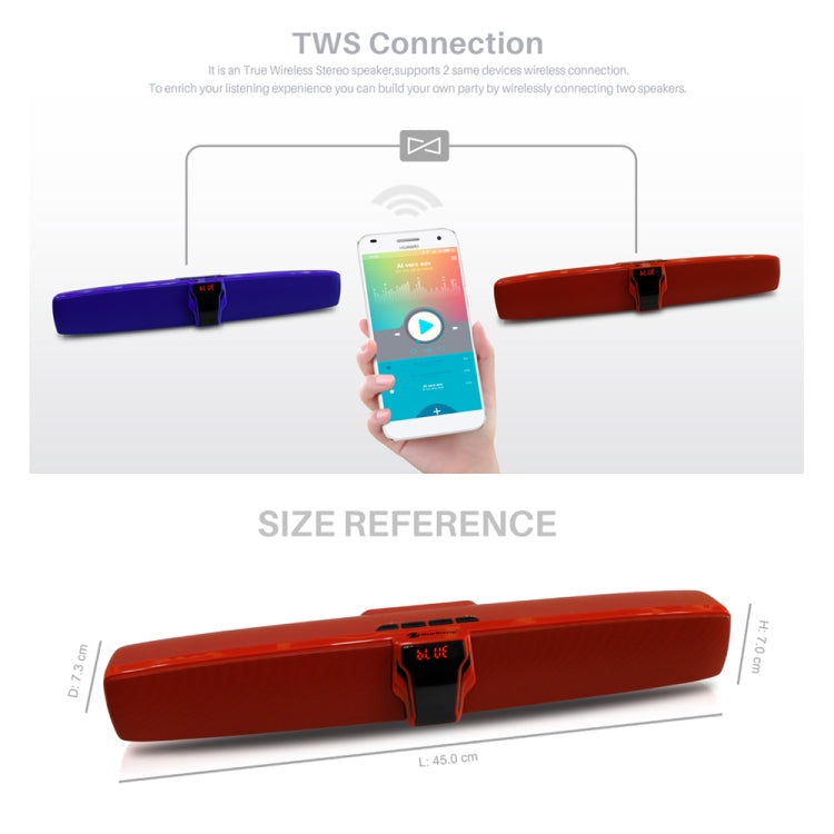 New Rixing NR7017 TWS Portable 10W Stereo Surround Soundbar Bluetooth Speaker with Microphone(Red) - Desktop Speaker by NewRixing | Online Shopping UK | buy2fix