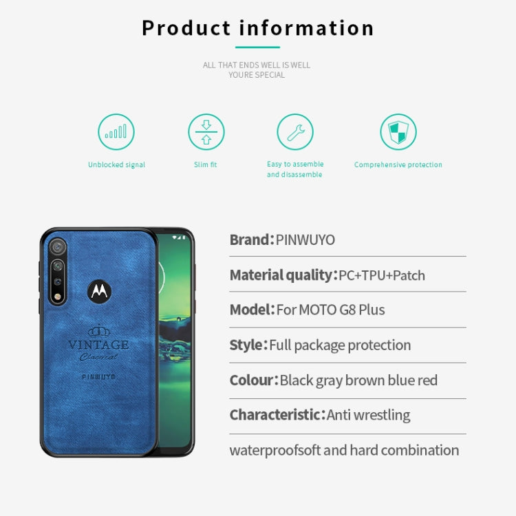 For MOTO G8 Plus PINWUYO Zun Series PC + TPU + Skin Waterproof And Anti-fall All-inclusive Protective Shell(Blue) - Motorola Cases by PINWUYO | Online Shopping UK | buy2fix