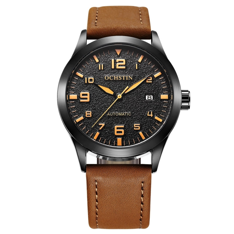 Ochstin 62028 Fashion Fully Automatic Mechanical Watch Waterproof Men  Leisure Mechanical Watch Calendar Leather Watch(Coffee) - Leather Strap Watches by OCHSTIN | Online Shopping UK | buy2fix