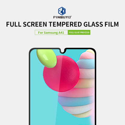 For Galaxy A41 PINWUYO 9H 2.5D Full Screen Tempered Glass Film(Black) - Galaxy Tempered Glass by PINWUYO | Online Shopping UK | buy2fix