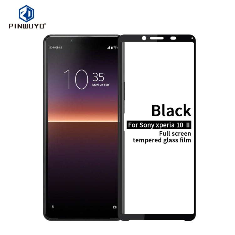 For Sony Xperia10 II PINWUYO 9H 2.5D Full Screen Tempered Glass Film(Black) - Sony Tempered Glass by PINWUYO | Online Shopping UK | buy2fix