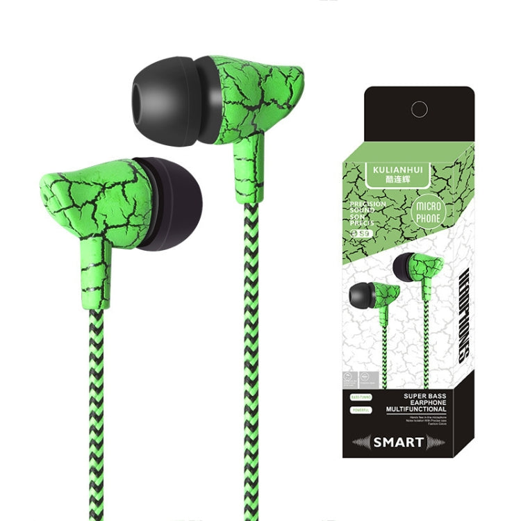 3.5mm Jack Crack Earphone Wired Headset Super Bass Sound Headphone Earbud with Mic for Mobile Phone Samsung Xiaomi MP3 4(Green) - In Ear Wired Earphone by buy2fix | Online Shopping UK | buy2fix