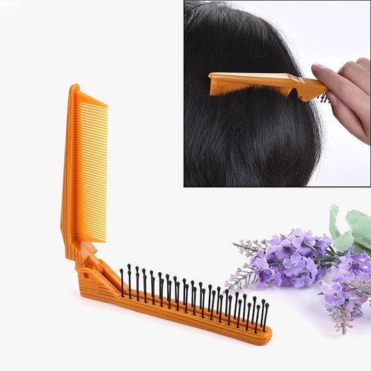 Portable Travel Folding Comb Anti-static Massage Comb(Yellow Wood Grain) - Hair Trimmer by buy2fix | Online Shopping UK | buy2fix
