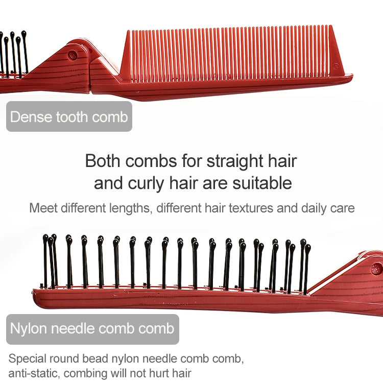 Portable Travel Folding Comb Anti-static Massage Comb(Yellow Wood Grain) - Hair Trimmer by buy2fix | Online Shopping UK | buy2fix