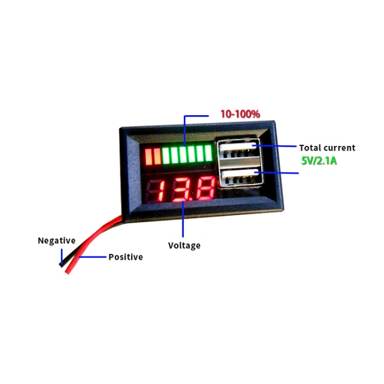 DL-USB-02 Car 12V Battery Voltage Power Display Meter Head Integrated Dual USB Output 5V2A Voltage Conversion - Consumer Electronics by buy2fix | Online Shopping UK | buy2fix