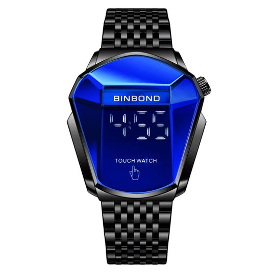 BINBOND Locomotive Concept Touch Screen Steel Belt Watch Men Live Black Technology Watch(Black Steel Blue) - Metal Strap Watches by BINBOND | Online Shopping UK | buy2fix