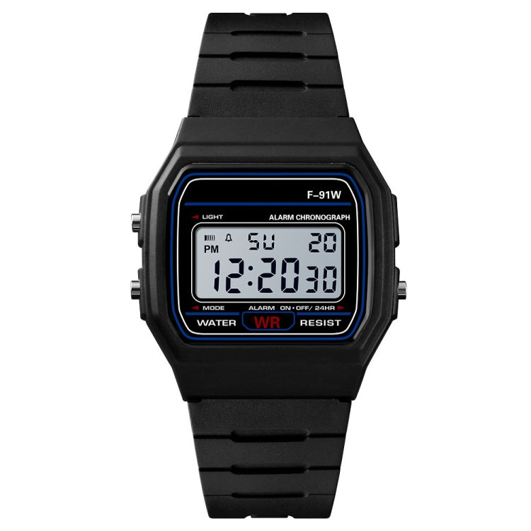 F-91W Analog Digital Motion LED Silicone Strap Multifunction Electronic Watch(Black) - Silicone Strap Watches by HONHX | Online Shopping UK | buy2fix