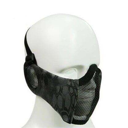 WoSporT Half Face Metal Net Field  Ear Protection Outdoor Cycling Steel Mask(Dark Crepe) - Protective Helmet & Masks by buy2fix | Online Shopping UK | buy2fix