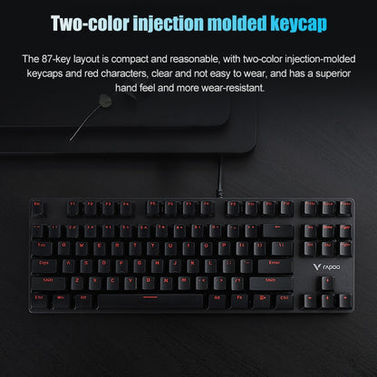 Rapoo V500 87-keys Alloy Edition Desktop Laptop Computer Game Esports Office Home Typing Metal Wired Mechanical Keyboard without Backlight,(Black Shaft) - Wired Keyboard by Rapoo | Online Shopping UK | buy2fix