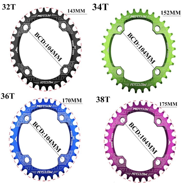 MOTSUV Narrow Wide Chainring MTB  Bicycle 104BCD Tooth Plate Parts(Blue) - Bicycle Brake Parts by MOTSUV | Online Shopping UK | buy2fix