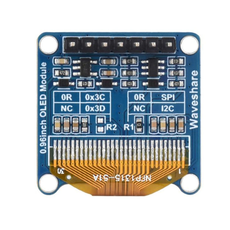 Waveshare 0.96 inch OLED Display Module, 128×64 Resolution, SPI / I2C Communication(C Yellow Blue) - Boards & Shields by Waveshare | Online Shopping UK | buy2fix