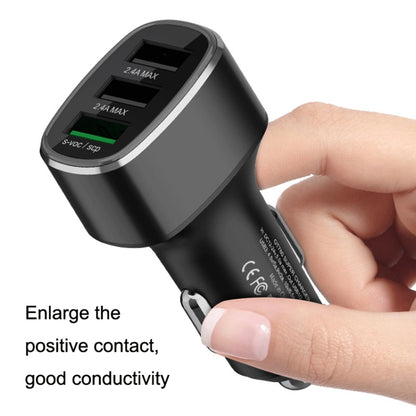 QIAKEY GT680 3 USB Ports Fast Charge Car Charger(Black) - Car Charger by QIAKEY | Online Shopping UK | buy2fix